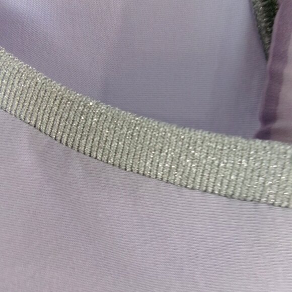New Michael Kors Light Lilac Purple w/ Silver Shimmery Trim Bell Sleeve Top M - Picture 5 of 9